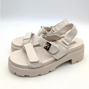 Steve Madden Supermona Lug Sole Slingback Sandal Women's Bone Leather Size US10M